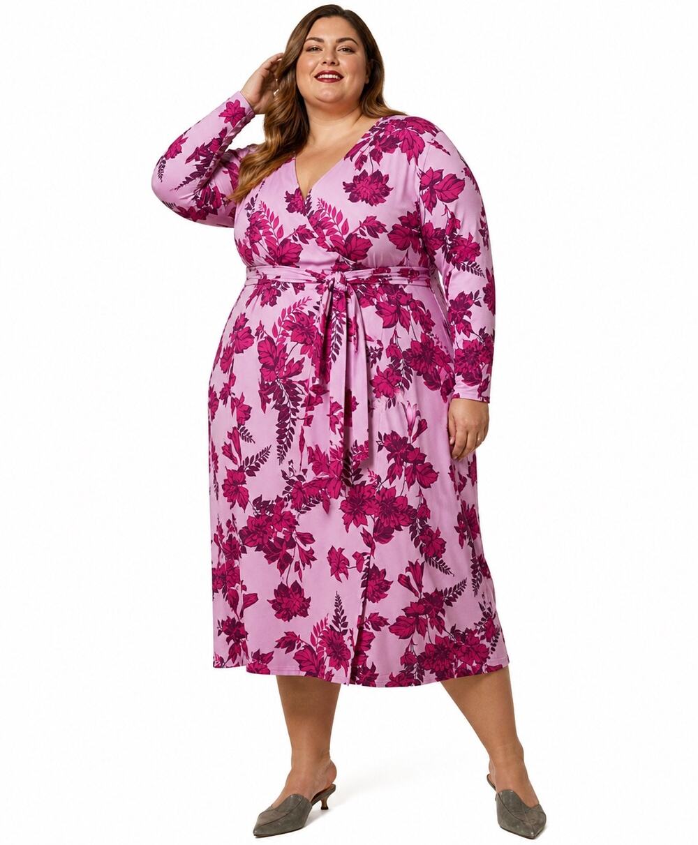 NWT Marina Rinaldi Womens Plus sz 24 Oppla Floral Wrap Dress Resortwear Vacation